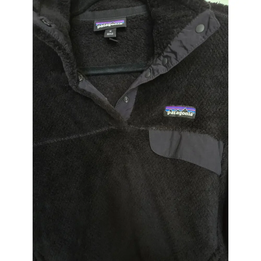Patagonia Women's Re-Tool Snap T Pullover Black fuzzy fleece jacket Size Medium - Picture 3 of 7